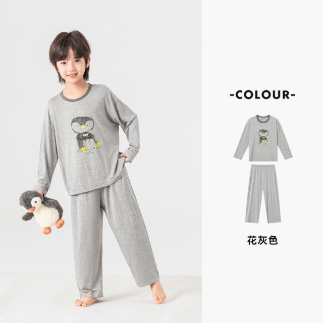 13311107.【萌趣可爱】男童家居服春秋款卡通印花睡衣套装儿童软糯弹力两件