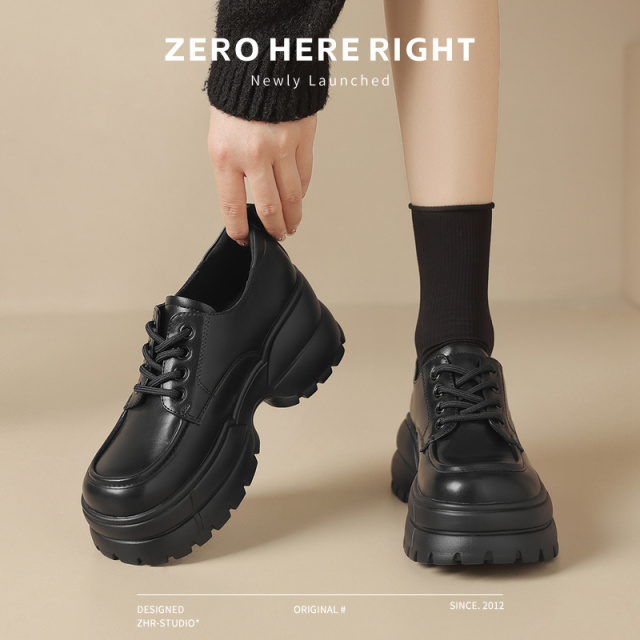 13131841.【ZHR则则】深口单鞋圆头系带厚底女鞋[PU]