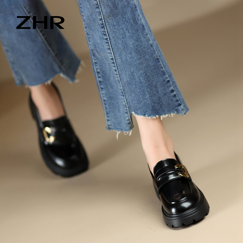 13131831.【ZHR则则】乐福鞋圆头套脚厚底女鞋[牛剖层移膜革]