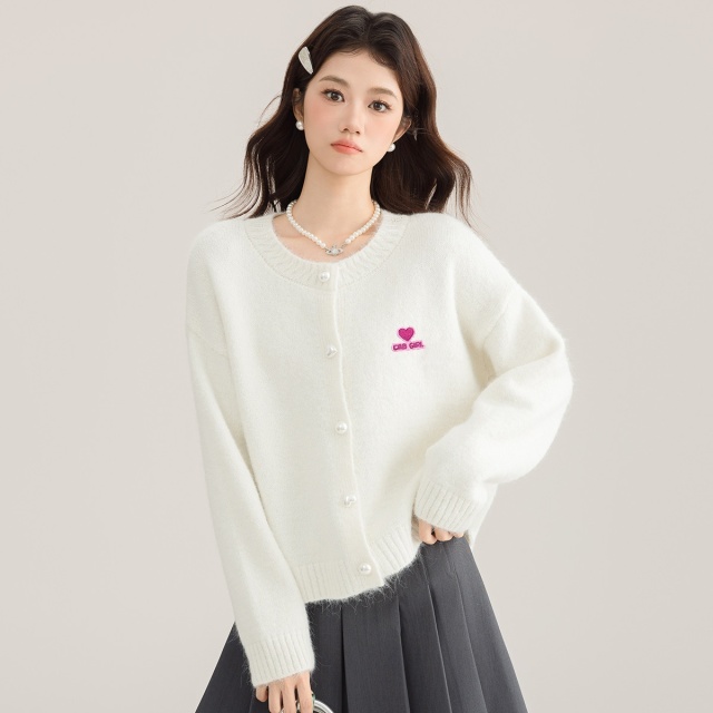 13713826.ccaabb气质保暖针织衫女开衫含绵羊毛上衣春季甜美少女毛衣