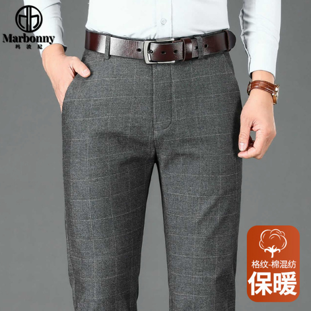 13134540.【厚款】玛波尼秋冬商务男士高腰宽松免烫弹力休闲长裤