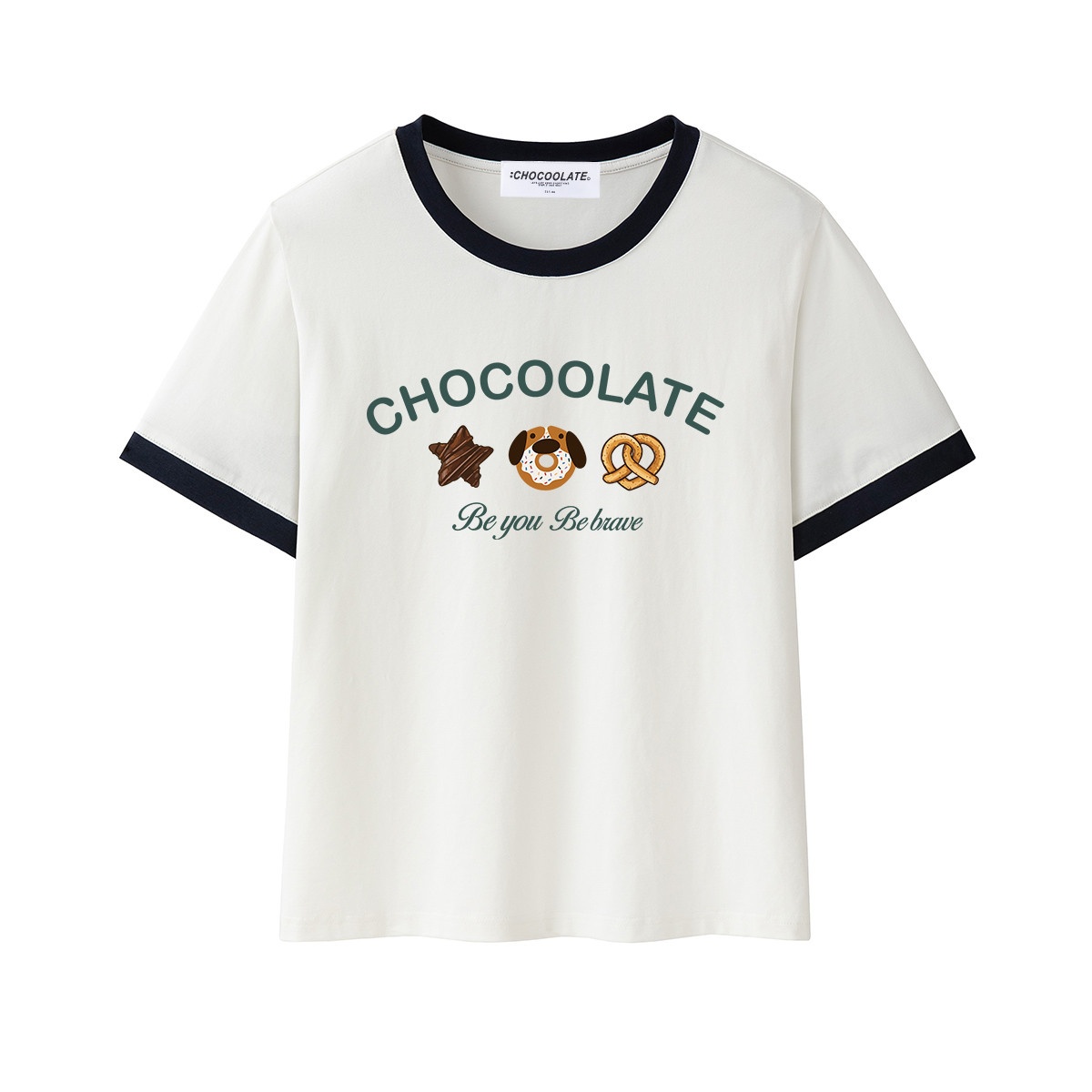 13714222.CHOCOOLATE甜美少女圆领短袖t恤夏季休闲学院风半袖衫