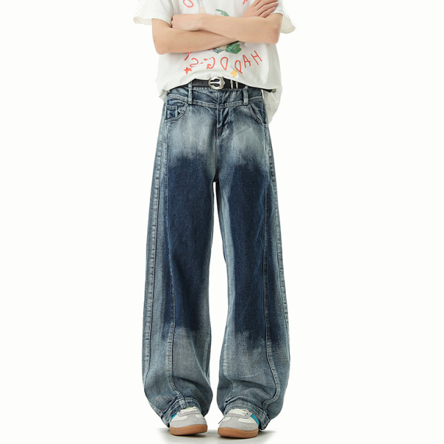 13135049.2026春秋季新款牛仔裤男士直筒阔腿裤宽松潮牌美式复古休闲长裤子