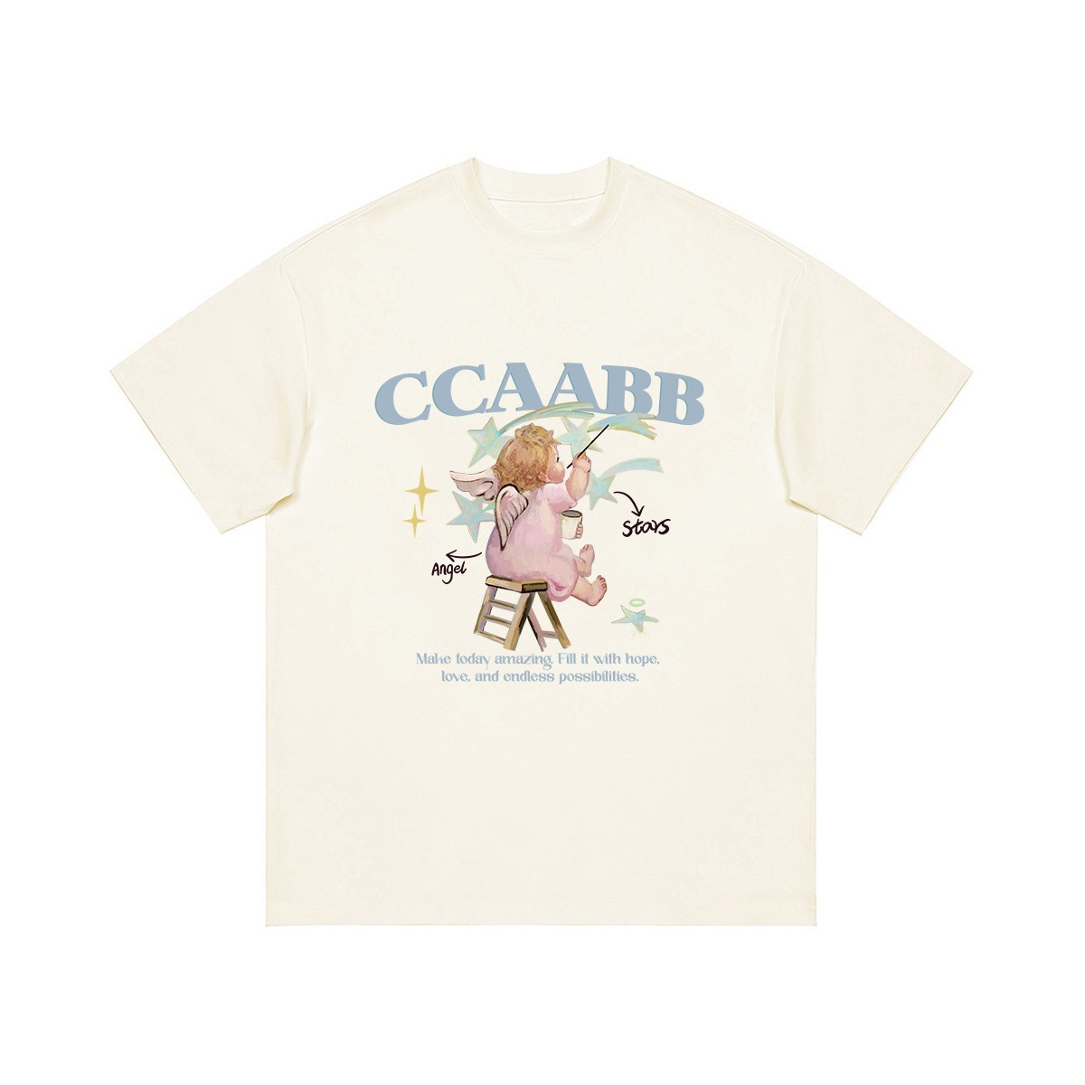 13714592.ccaabb夏季新款温柔甜美风短袖印花T恤女简约百搭休闲上衣