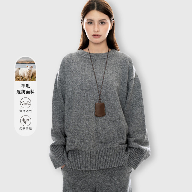 13279332.圆领毛衣女2026秋冬款高级感时尚气质减龄显瘦百搭长袖上衣