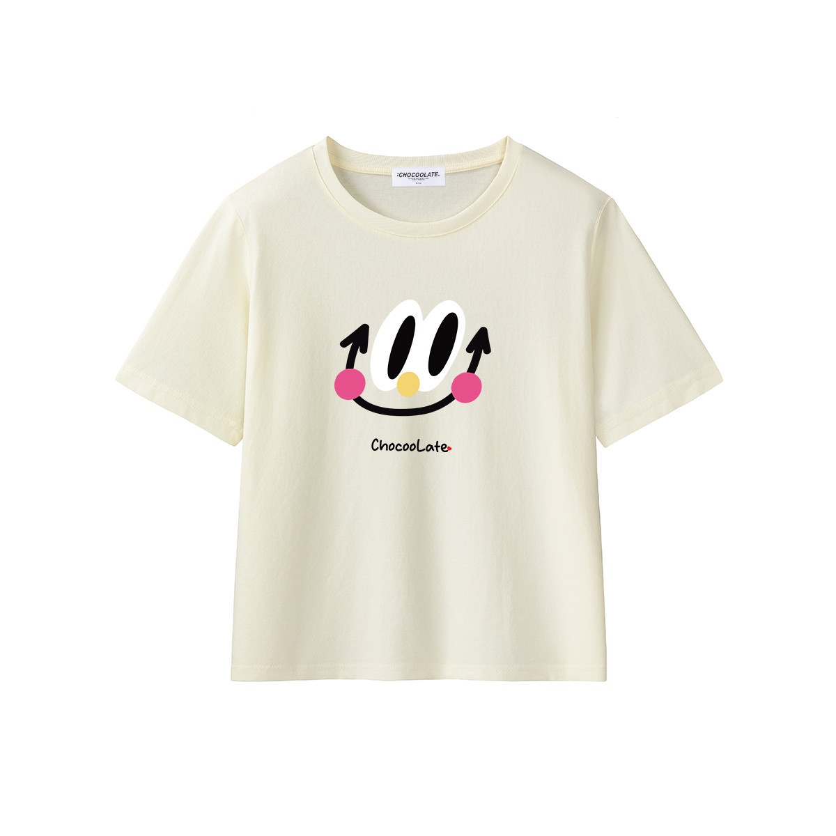 13714137.CHOCOOLATE圆领印花短袖t恤夏季薄款休闲简约女式上衣