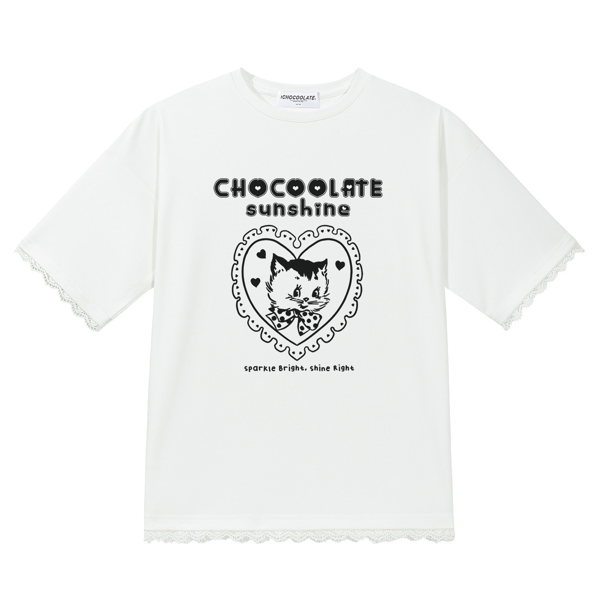 13714646.CHOCOOLATE夏季新款短袖t恤小众设计显瘦圆领印花上衣