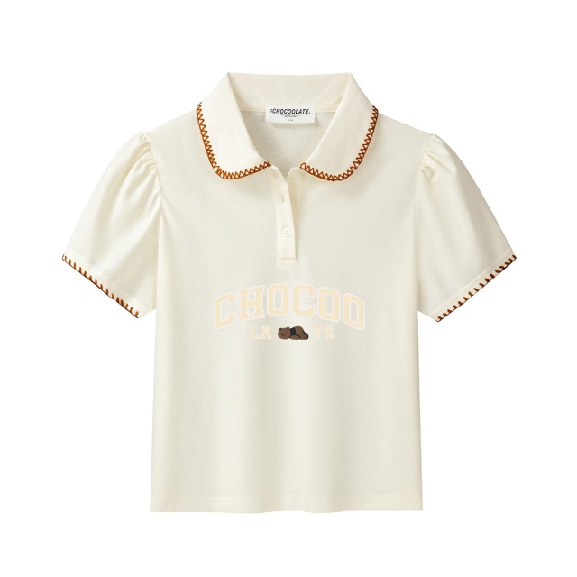 13714128.CHOCOOLATE学院风减龄翻领短袖t恤夏季少女polo衫