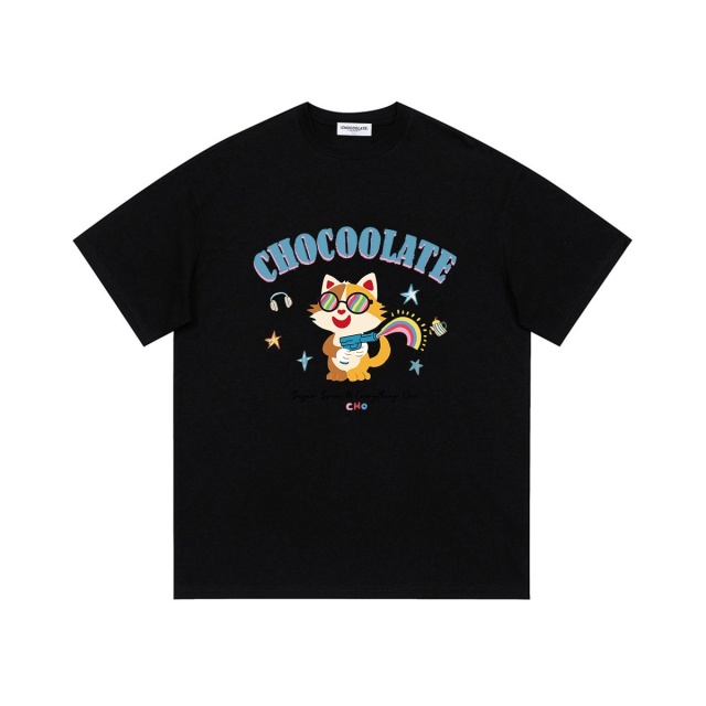 13714170.CHOCOOLATE创意印花圆领短袖t恤夏季休闲宽松百搭上衣