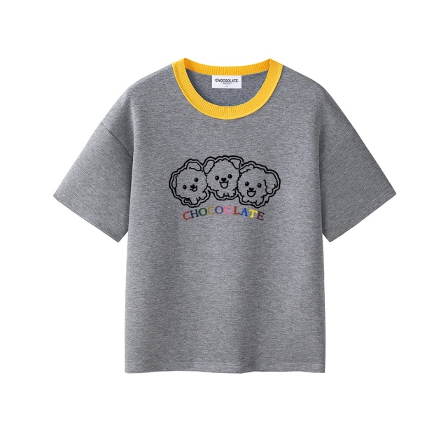 13714172.CHOCOOLATE夏季休闲宽松撞色印花短袖t恤时尚半袖体恤