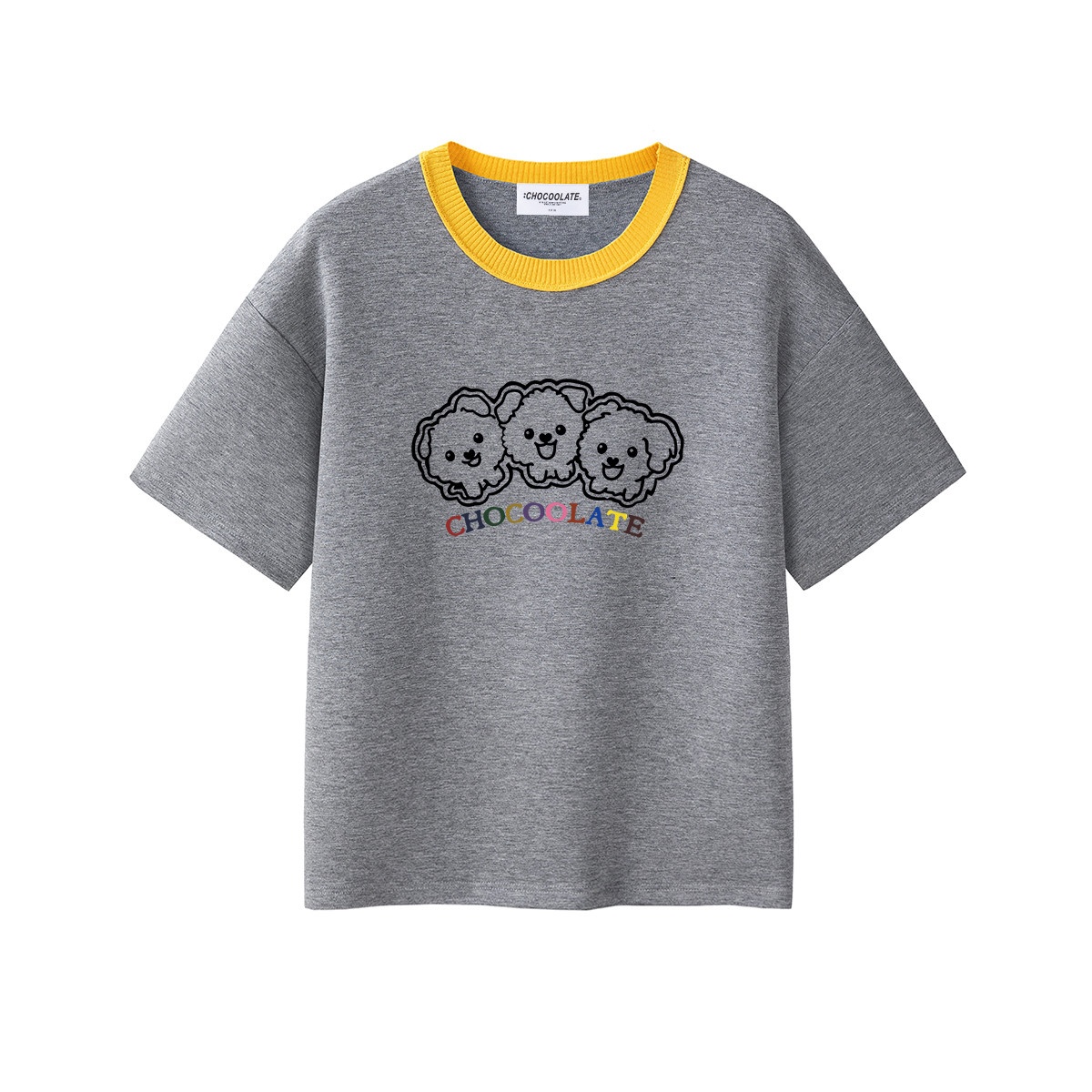 13714172.CHOCOOLATE夏季休闲宽松撞色印花短袖t恤时尚半袖体恤