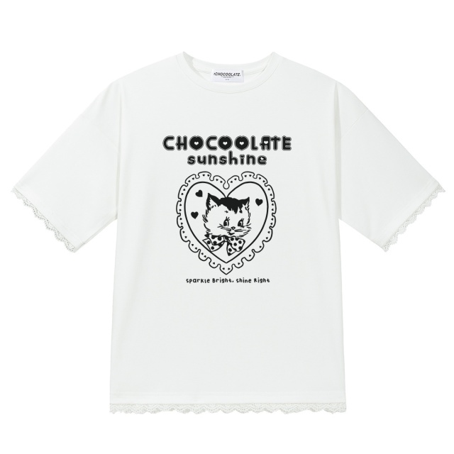 13714646.CHOCOOLATE夏季新款短袖t恤小众设计显瘦圆领印花上衣
