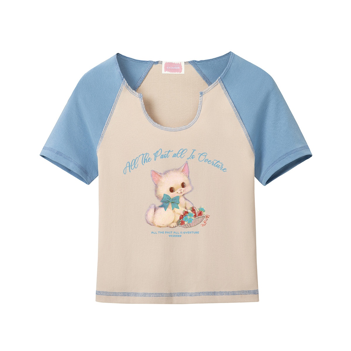 13714579.it ccaabb女装甜美可爱风小猫印花短袖t恤夏季低领上衣