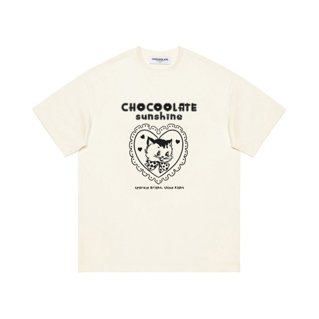 13714115.CHOCOOLATE夏季圆领短袖t恤女印花上衣休闲风日常通勤