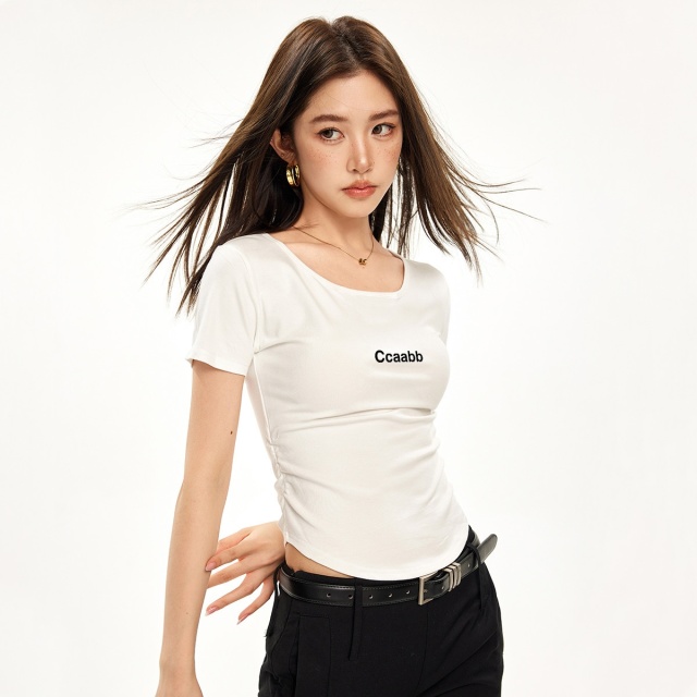 13714403.it ccaabb不规则t恤女夏季薄高级感显瘦印花外穿短袖女