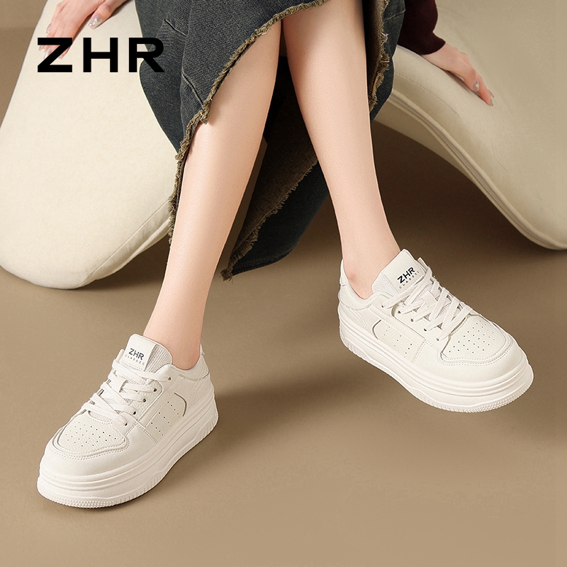 13145295.【ZHR则则】小白鞋圆头系带厚底女鞋[PU]
