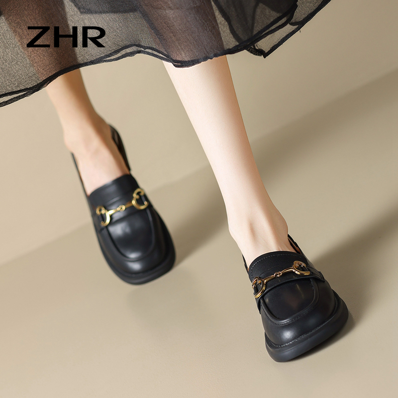 13145256.【ZHR则则】乐福鞋圆头套脚平底女鞋[牛剖层移膜革]
