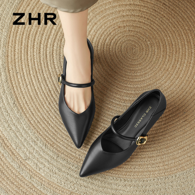 13145245.【ZHR则则】玛丽珍鞋尖头套脚粗跟女鞋[PU]