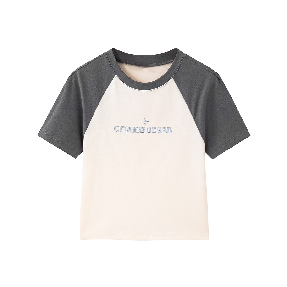 13714397.it ccaabb简约撞色t恤女夏季薄款休闲显瘦印花辣妹短袖