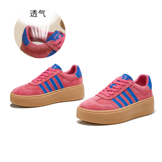 13145415.墨斯本真皮德训鞋女新款厚底运动阿甘鞋潮酷女鞋休闲百搭鞋子女款12663