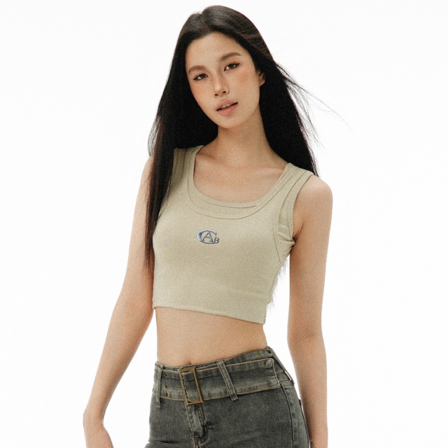 13714422.ccaabb纯欲辣妹无袖背心夏季简约别致短款修身显瘦女式上衣