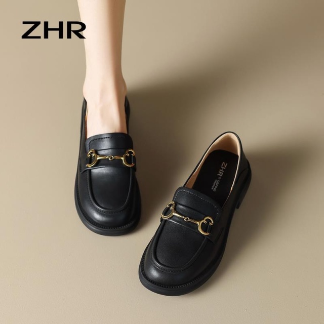 13145256.【ZHR则则】乐福鞋圆头套脚平底女鞋[牛剖层移膜革]