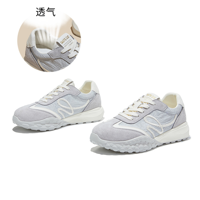13145419.墨斯本发泡底真皮德训鞋女新款厚底增高运动鞋女跑步百搭鞋子女款12592
