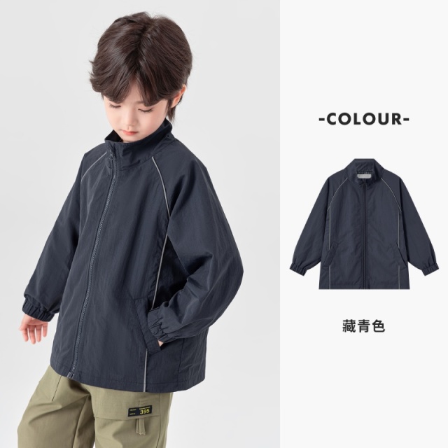 13311728.儿童2026春秋款立领反光夹条休闲外套男童透气防水上衣百搭潮童装