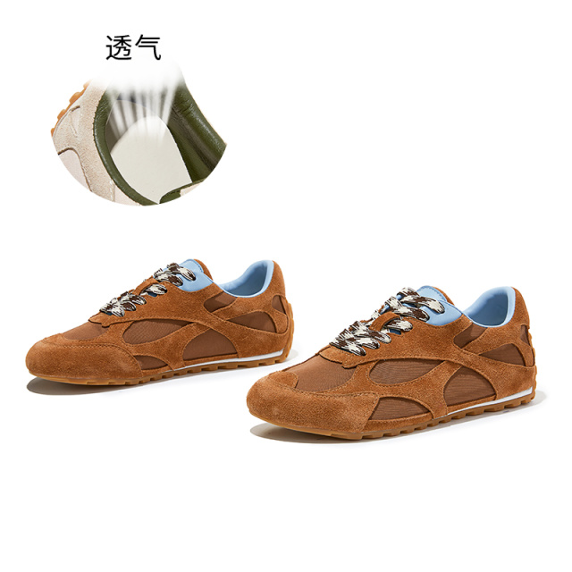 13145407.墨斯本羊皮德训鞋女新款真皮歪头阿甘鞋休闲平底运动鞋复古女鞋女款12623