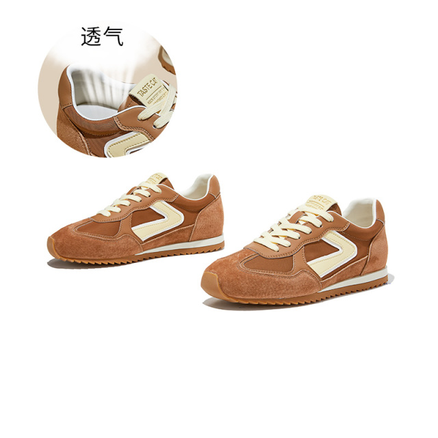 13145448.墨斯本真皮厚底德训鞋女款新款休闲百搭阿甘鞋增高运动老爹鞋女款12588