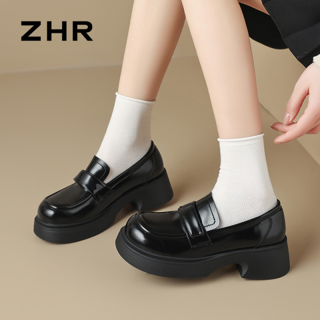 13146661.【ZHR则则】乐福鞋圆头套脚厚底女鞋[PU]