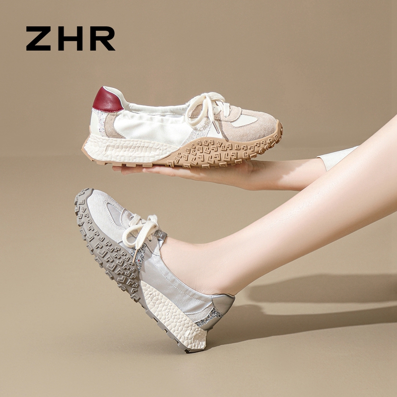 13680173.【ZHR则则】阿甘鞋圆头系带厚底女鞋[布料+猪巴戈+PU]