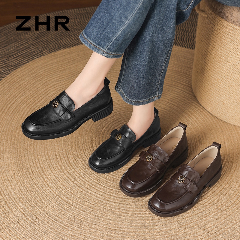 13148588.【ZHR则则】乐福鞋圆头套脚平底女鞋[头层羊皮]