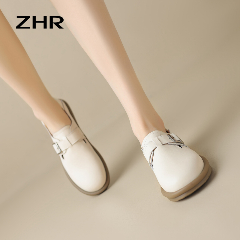 13148845.【ZHR则则】勃肯鞋圆头套脚平底女鞋[牛剖层移膜革]