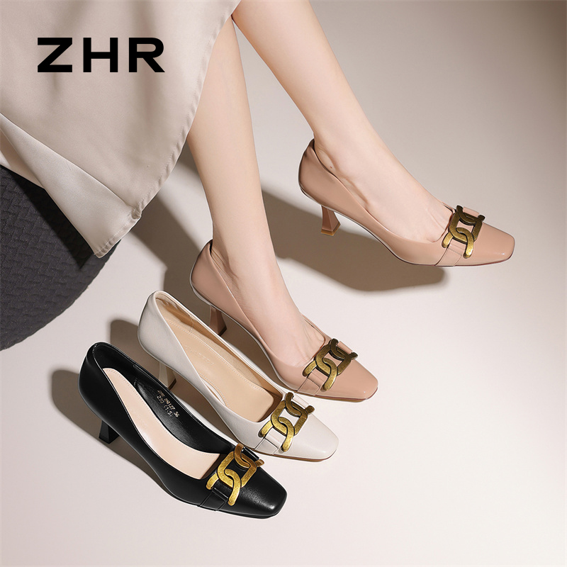 13676818.【ZHR则则】高跟鞋方头套脚细跟女鞋[PU]
