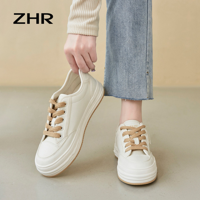 13148863.【ZHR则则】小白鞋圆头系带厚底女鞋[超纤]
