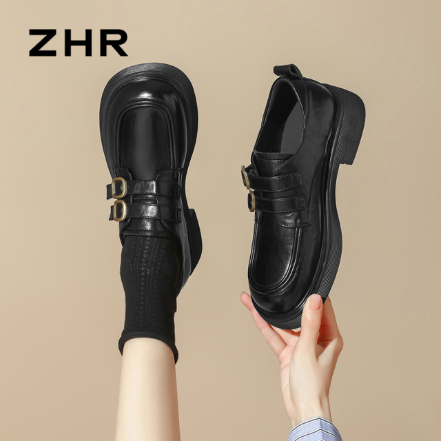 13148865.【ZHR则则】深口单鞋圆头套脚厚底女鞋[PU]