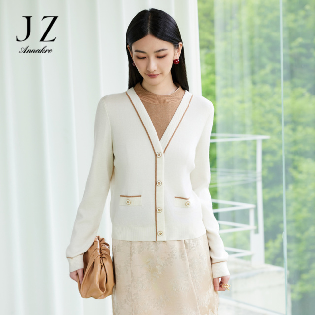 13149510.商场同款JZ玖姿撞色设计柔软针织衫女秋季新款JWEQ31014