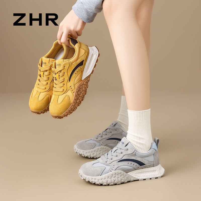 13148646.【ZHR则则】阿甘鞋圆头系带厚底女鞋[头层猪皮+PU+雨伞布]