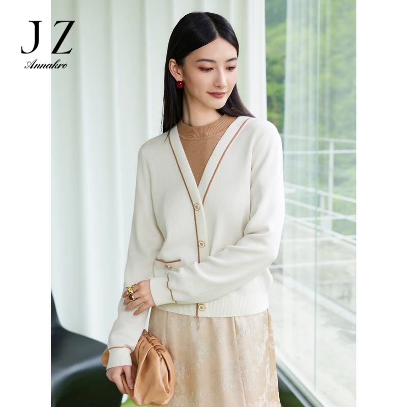 13149510.商场同款JZ玖姿撞色设计柔软针织衫女秋季新款JWEQ31014