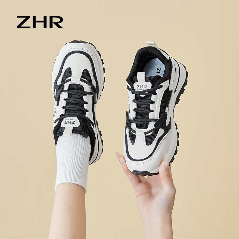 13148844.【ZHR则则】阿甘鞋圆头系带厚底女鞋[PU+网布]
