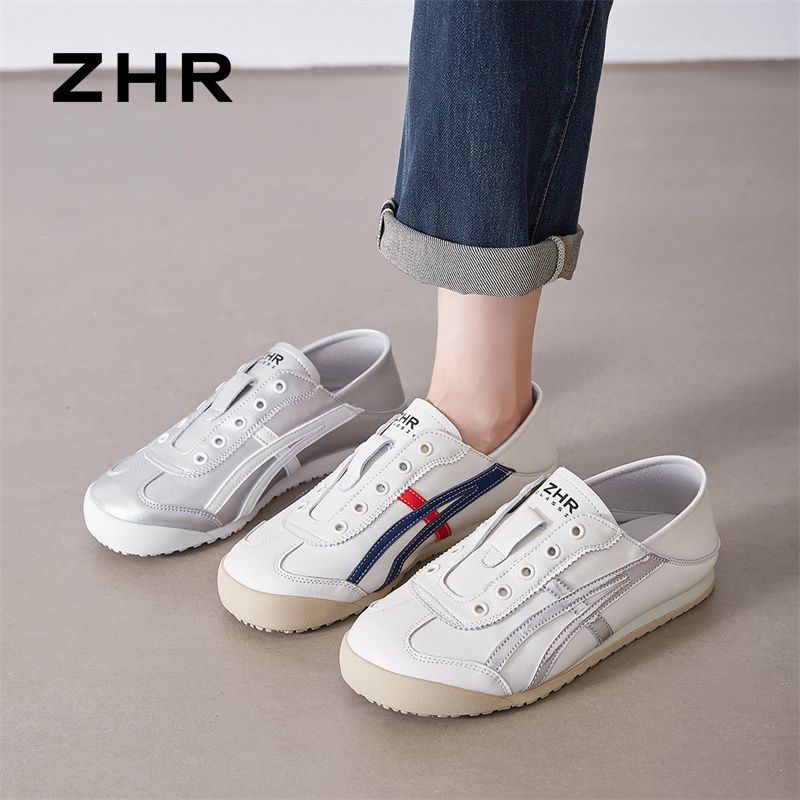 13148796.【ZHR则则】德训鞋圆头套脚平底女鞋[牛剖层移膜革+超纤]