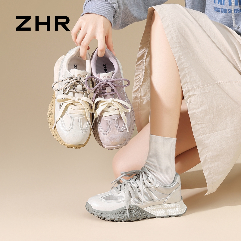 13148590.【ZHR则则】阿甘鞋圆头系带厚底女鞋[PU+雨伞布]