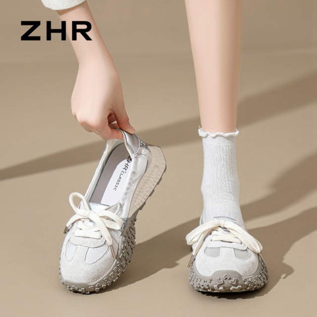 13680173.【ZHR则则】阿甘鞋圆头系带厚底女鞋[布料+猪巴戈+PU]