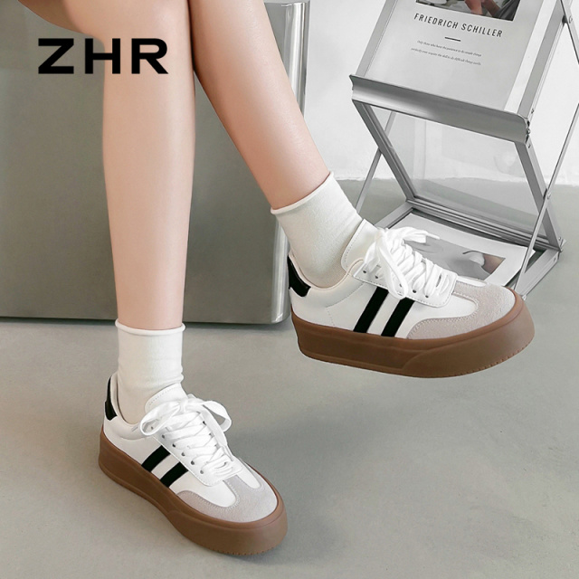 13148779.【ZHR则则】德训鞋圆头系带厚底女鞋[PU]