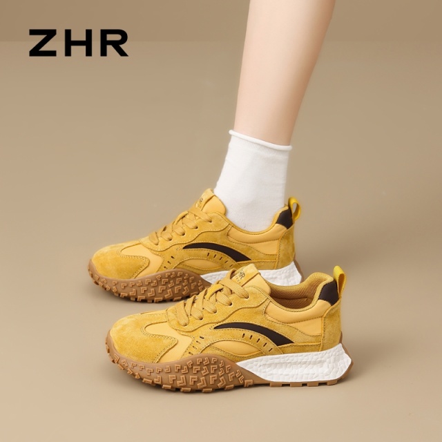 13148646.【ZHR则则】阿甘鞋圆头系带厚底女鞋[头层猪皮+PU+雨伞布]