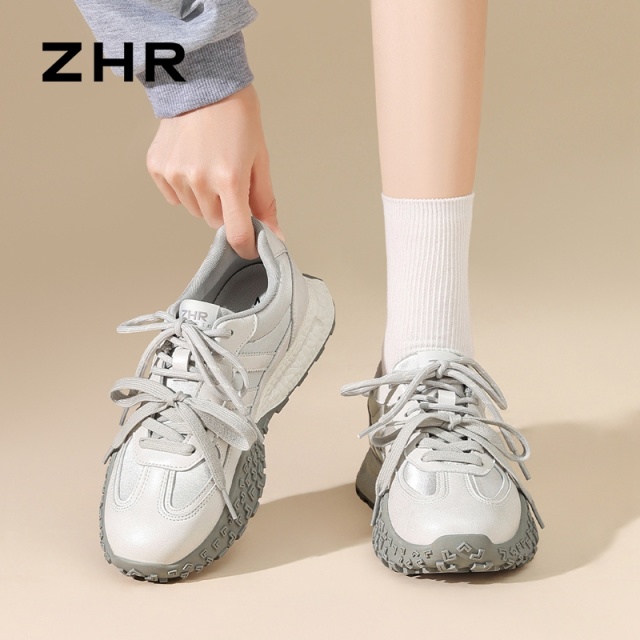 13148590.【ZHR则则】阿甘鞋圆头系带厚底女鞋[PU+雨伞布]