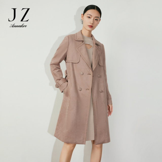 13149098.JZ玖姿时尚洋气通勤风衣女装春季款小众设计感休闲外套蓝