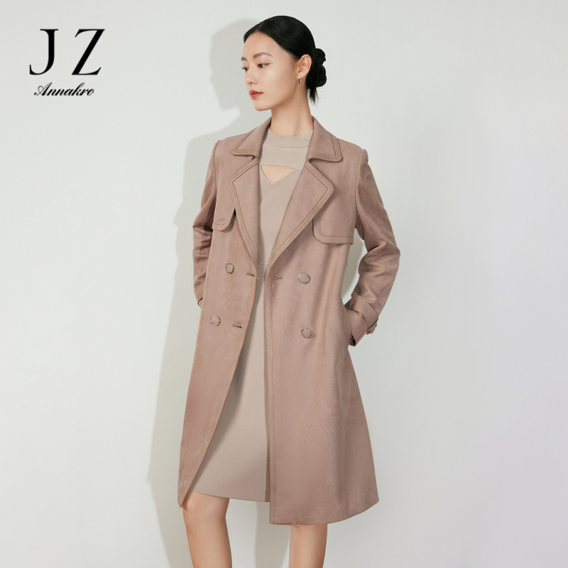 13149098.JZ玖姿时尚洋气通勤风衣女装春季款小众设计感休闲外套蓝