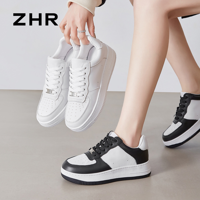 13148805.【ZHR则则】板鞋圆头系带厚底女鞋[头层牛皮+超纤]